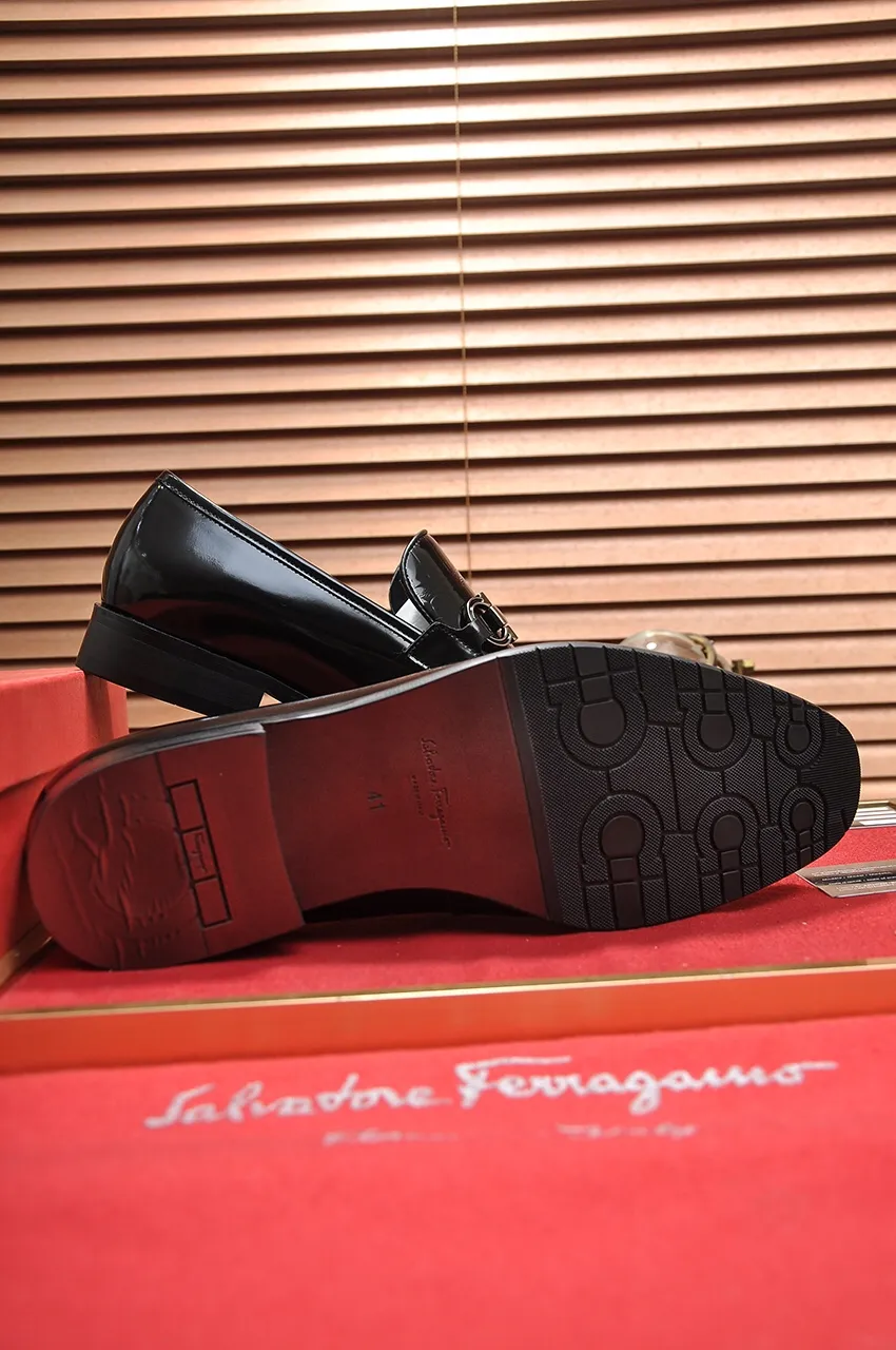 Men's shoes 💰500💶[Ferragamo/Ferragamo] The latest model from the counter. Original imported high-quality cowhide with open sides + imported 🐂 cowhide lining, original luxury metal buckle + original combination outsole. Comparative and stress-free 38--45 (customized for 45)